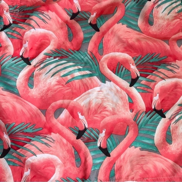NWT Old Navy Mens 5” Swim Trunks Pink Flamingos Tropical Print Sz 3XL - Picture 15 of 16